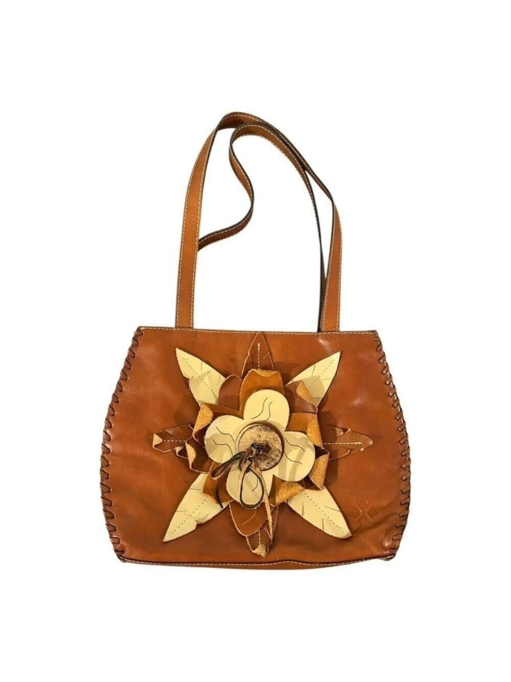 Patricia Nash Cuban Burned Baracoa Medium Tan Italian Leather Satchel VGC